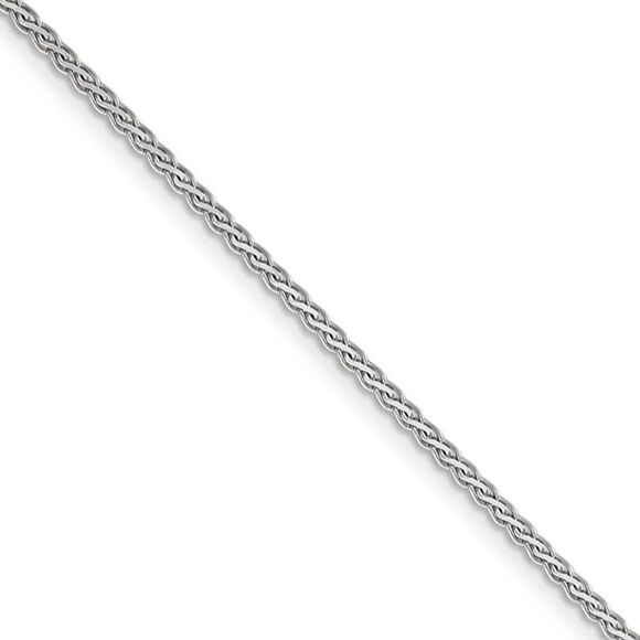 1.8mm, 14k White Gold, Flat Wheat Chain Necklace, 16 Inch - Picture 1 of 8